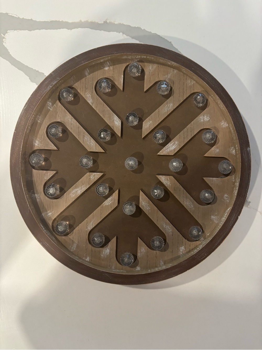 Rustic Brown Round Light- Up Snowflake Wall Decor… 12 Inches